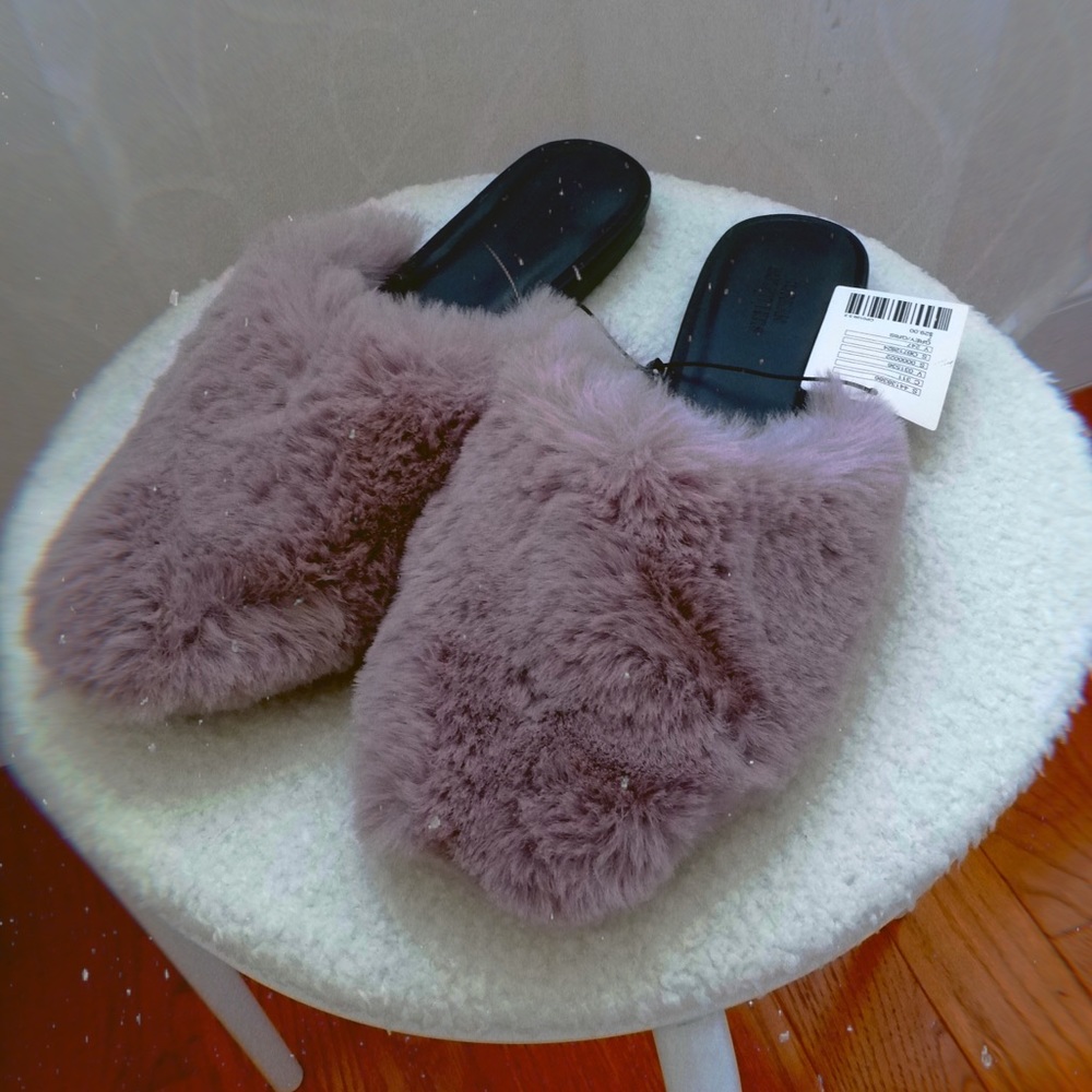 Urban Outfitters furry mule slides